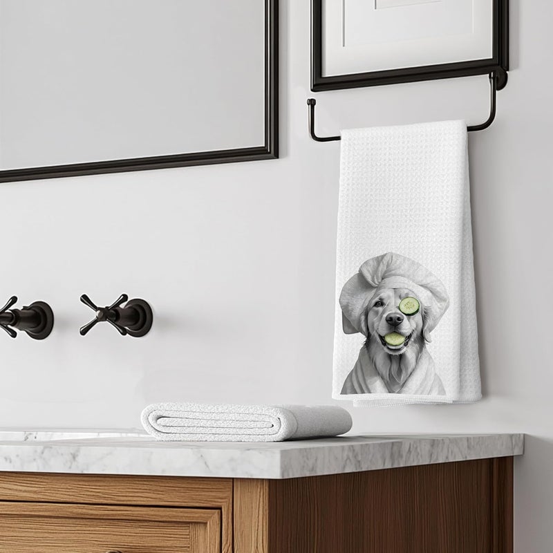LUKIPOM Funny Golden Retriever Gifts Bathroom Hand Towels, Golden Retriever Gifts for Women, Dog Bathroom Decor,24x16 Inch - Image 4